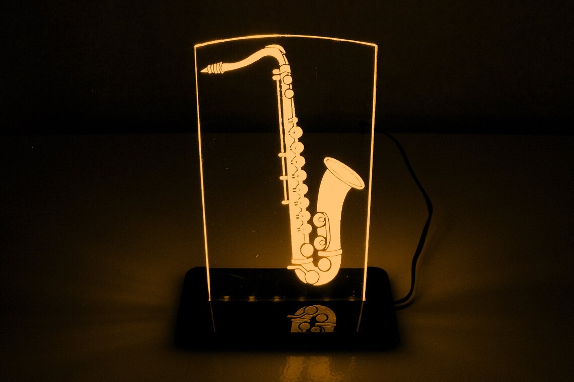 Saxophone LED Edge Lit Acrylic Sign / Nightlight / Decor Lamp Etsy