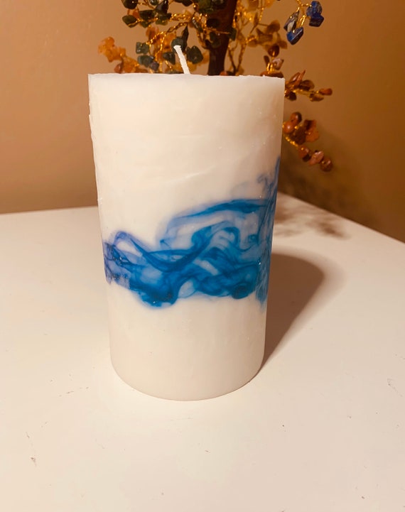 Blauer Rauch Hohe Saule Kerze Etsy