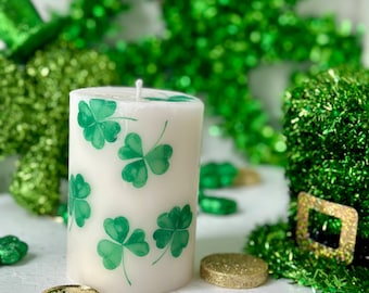 Handmade Gifts | Shamrock | St. Patricks Day | Short Decorative Candle