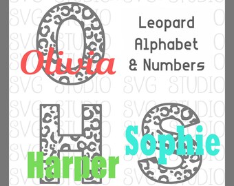 Leopard Alphabet Set, SVG Letters, SVG Fonts , Animal Print svg letters, Leopard svg font, Cricut Cut File, Silhoutte Cut File, dxf, png,