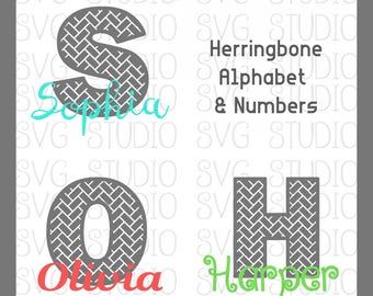 Herringbone Alphabet Set, Letters, SVG Fonts , SVG File, DXF File, Cricut Cut File, Silhoutte Cut File
