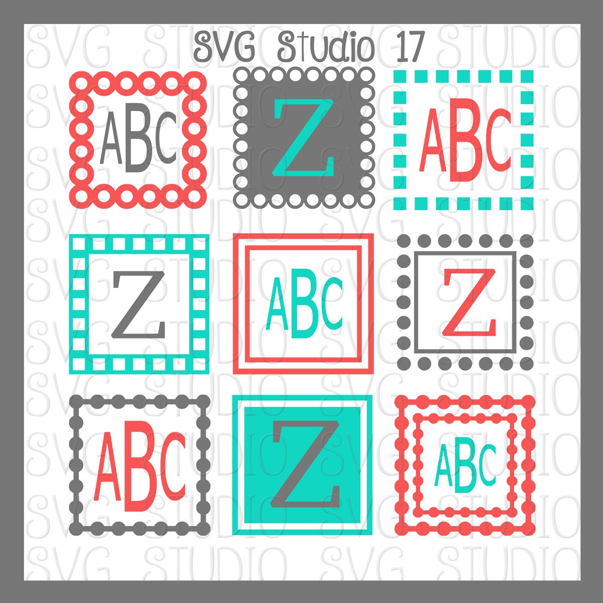 Download Square SVG Monogram Frames Square SVG frames Cricut Cut | Etsy