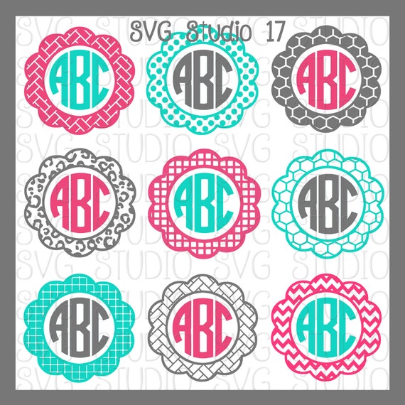 Download Svg Monogram Frames Scalloped Frames Circle Svg Frames Etsy