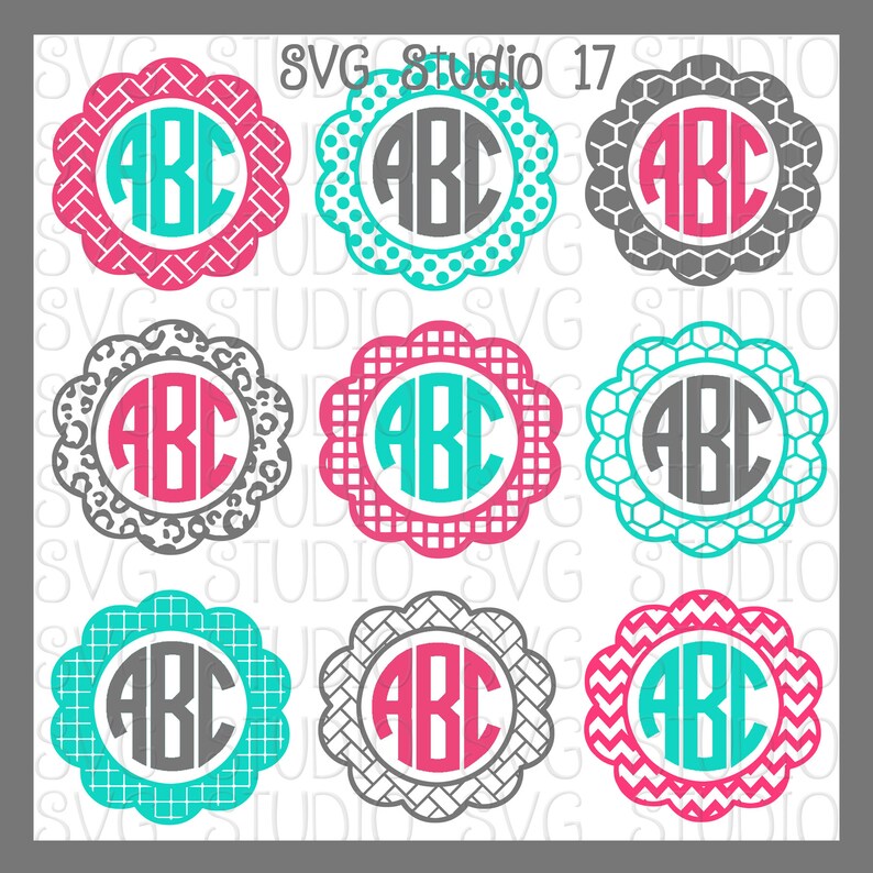 Download SVG Monogram Frames Scalloped frames Circle SVG frames | Etsy