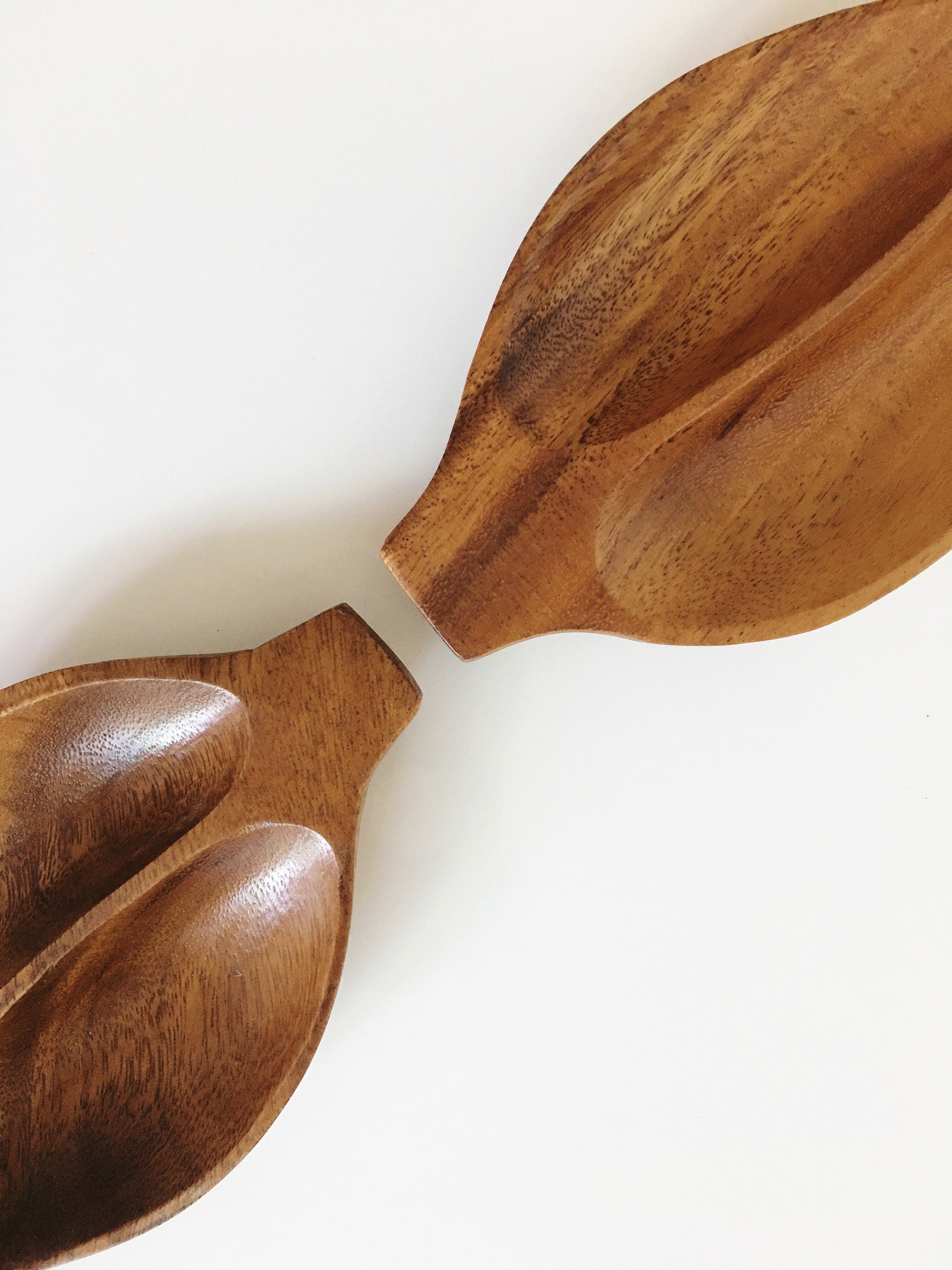 Vintage Handcrafted Monkey Pod Wood Small Dish Set of 2 Etsy