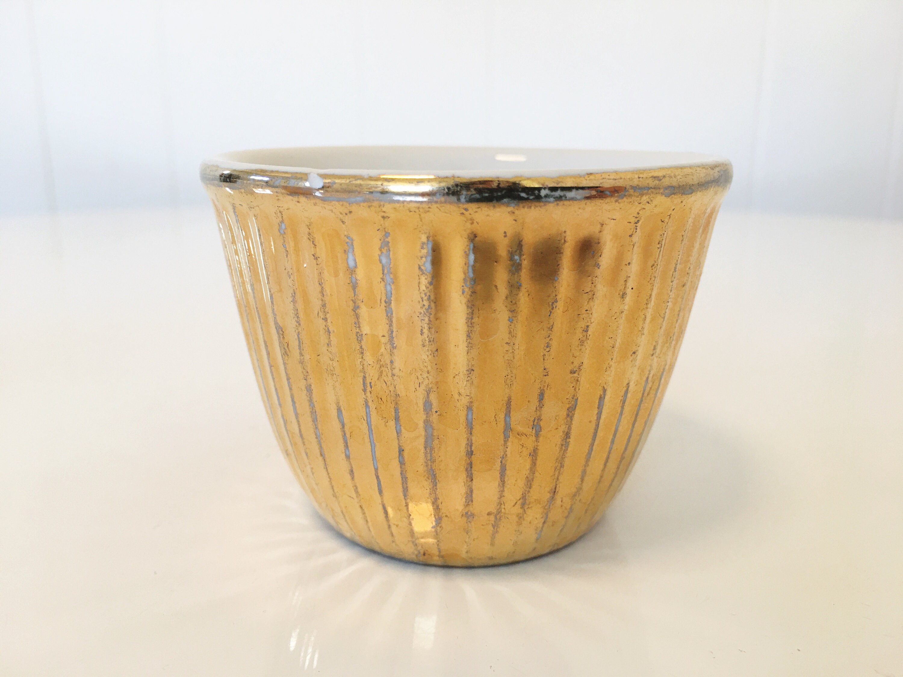 Vintage Hall Golden Glo 22K Gold Ribbed Baking Custard Cups Etsy