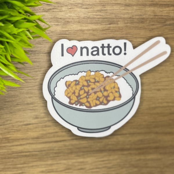 I love natto, Japanese American sticker, natto lovers, stinky natto, Japanese American gift, funny Japanese gift, Japanese food,Nikkei gift