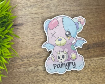 Paingry Sticker, Chronic Illness Awareness, Zombie Teddy Bear Design