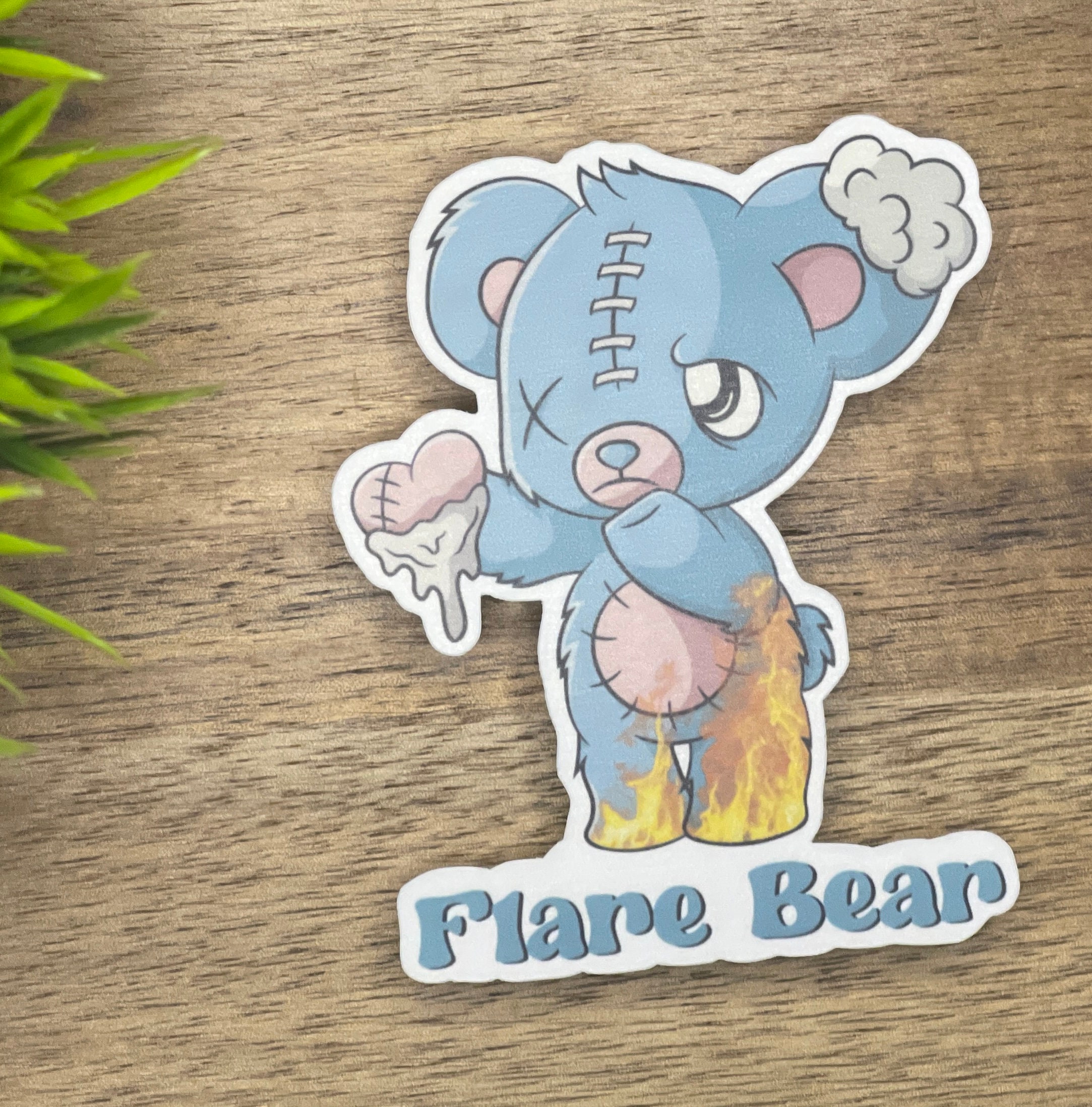 Cute illustrated blue bear enamel pin by YUK FUN