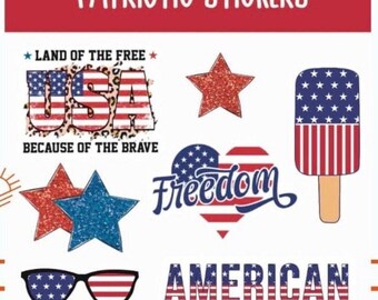 Patriotic holiday stickers, 4th of July, planner decals, America July fourth, Independence day, USA flag, Journal scrapbook, red white blue