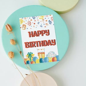 printable Birthday card, card for him her, card for friend mom dad, birthday gift, digital card to print, birthday for kids, card for gift