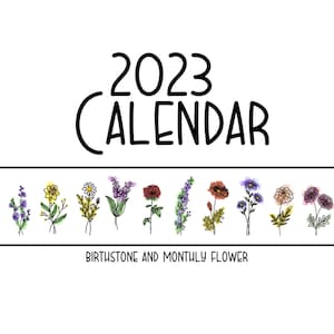 Birthstone and Monthly Flower Calendar 2023