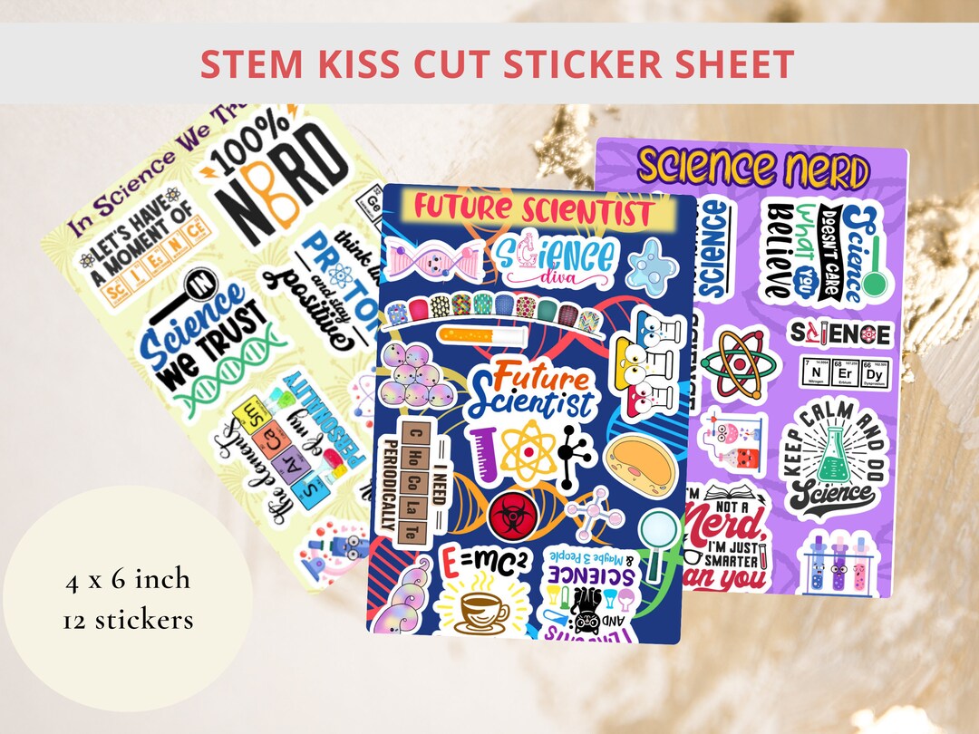 STEM Sticker Sheet - Kiss Cut, Waterproof, Laminated - Science ...