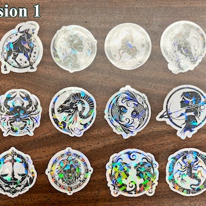 Zodiac Sign Symbol Sticker - Holographic, Die Cut, 2 inch - Water-resistant, Laminated - Ideal for Laptop, Scrapbook, Hydro-flask...