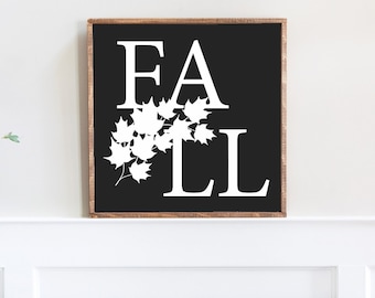 Fall Leaves Farmhouse Style Wood Sign 19.5"x19.5". Farmhouse style sign, Hello Fall Wood Sign, Fall Signs, Fall Decor, Fall Mantle Decor