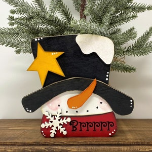 Snowman Chunky Wood Shelf Sitter, Winter Decor, Snowman Tiered Tray, Snowman Decor, Seasonal Decor, Mantle Sitter Decor, Snowman Lover Gift
