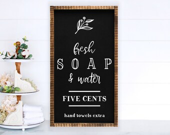 Fresh Soap & Water Farmhouse Sign 13.5x25.5". Bathroom Sign, Bathroom Decor, Rustic Bathroom Sign, Farmhouse Bathroom, Bathroom wall decor