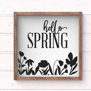 Hello Spring Floral Painted Wood Sign 19.5&quot;x19.5&quot;, Spring signs, Spring decor, Farmhouse Decor, Floral Wood Sign, Hello Spring, Wood Signs