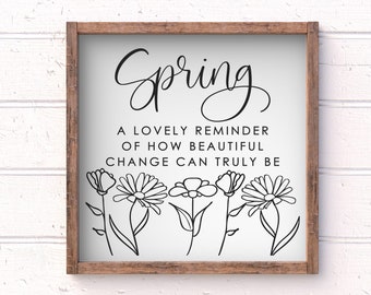 Spring Floral Painted Wood Sign 19.5"x19.5", Spring signs, Spring decor, Farmhouse Decor, Floral Wood Sign, Hello Spring, Easter Decor