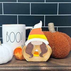 Halloween Candy Corn Chunky Wood Shelf Sitter or Tier Tray Decor, Halloween Decor, Candy Corn with tags, Wood Candy Corn, Fun Candy Corn