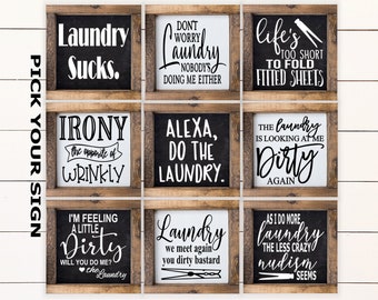 Laundry Room farmhouse style wooden framed sign multiple sizes available