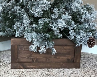FOLDING SLIM Tree Christmas Tree Box Stand. Wood Tree Skirt | Etsy
