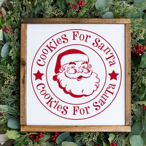 Cookies for Santa Farmhouse Style Framed Sign 13.5&quot;x13.5&quot;. Holiday wood sign, Christmas decoration, Christmas sign, Farmhouse Christmas