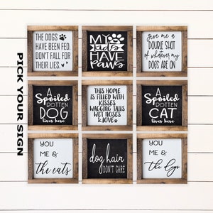 Dog Cat Home Mini 6x6" Farmhouse Style Signs for Tiered Tray. Tiered Tray Decor, Coffee Bar Sign, Framed Mini Sign, Home Mini Sign, Dog Sign