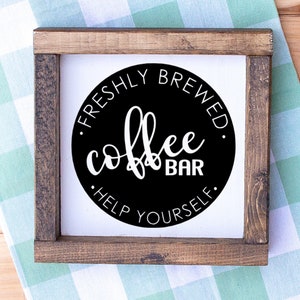 Coffee Bar Kitchen Mini Collection 6x6 Farmhouse Tiered Tray Sign. Tiered Tray Decor, Coffee Bar Sign, Framed Mini Sign, Kitchen Mini Sign image 3