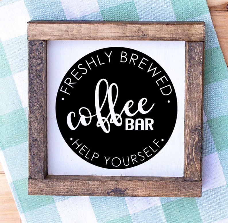 Coffee Bar Kitchen Mini Collection 6x6 Farmhouse Tiered Tray Sign. Tiered Tray Decor, Coffee Bar Sign, Framed Mini Sign, Kitchen Mini Sign image 3