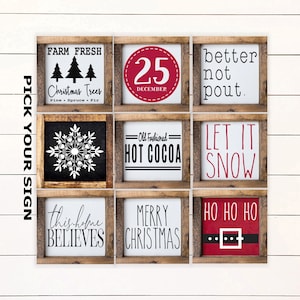 Christmas Mini Signs 6"x6" Tiered Tray Signs. Tiered Tray Decor, Coffee Bar Sign, Christmas Decor, Framed Mini Sign, Christmas Mini Signs