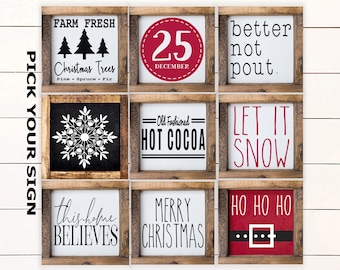 Christmas Mini Signs 6"x6" Tiered Tray Signs. Tiered Tray Decor, Coffee Bar Sign, Christmas Decor, Framed Mini Sign, Christmas Mini Signs