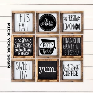 Coffee Bar Kitchen Mini Collection 6x6 Farmhouse Tiered Tray Sign. Tiered Tray Decor, Coffee Bar Sign, Framed Mini Sign, Kitchen Mini Sign image 1