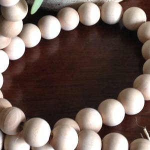 Natural Wood Bead Farmhouse Style Decorative Garland 44. Natural wood garland, Rustic Bead Garland, Wood Bead Strand, Beach Decor,Farmhouse image 3