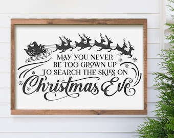Search the Skies on Christmas Eve Large Farmhouse Sign 24"x36". Farmhouse Christmas, rustic holiday sign, Christmas wall decor, Santa signs