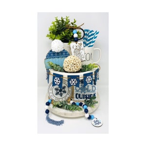 Winter Tiered Tray Decor Bundle, Snowflake Garland, Winter Tier Tray Sign, Baby It&#39;s Cold Outside Sign, Snowman Decor, Winter Bead Garland