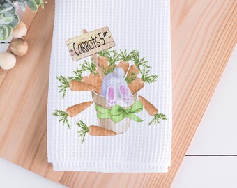 Easter Bunny Tea Towel 16"x24", Kitchen Towel, Spring Kitchen, Easter Decor, Dish Towel, Easter Bunny, Farmhouse Kitchen, Easter Towel