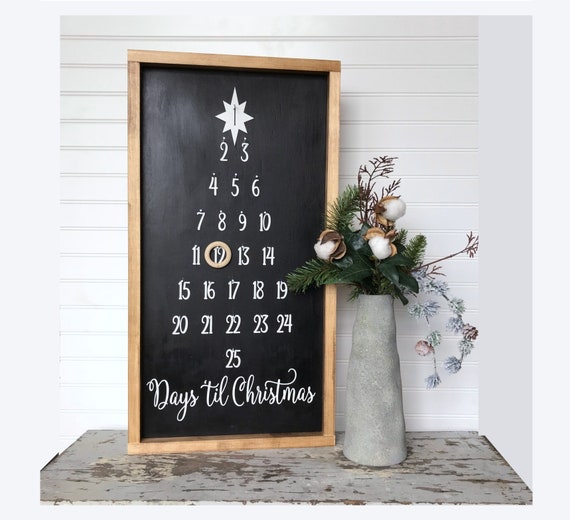 Christmas Countdown Advent Calendar Farmhouse Sign 25.5x13.5. Farmhouse Christmas, Wood Advent Calendar, Rustic Wood Sign, Days to Christmas - Etsy