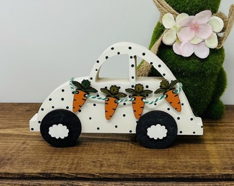 Easter Carrot Mini Bug Car for Tier Tray, Easter Decor, Farmhouse Truck, Tiered Tray Decor, Spring Shelf Decor, 3D Car Tier Tray, Carrot Car