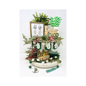 Christmas Winter Mitten Tiered Tray Decor, Mitten Garland, Winter Tier Tray Sign, Let it Snow Sign, Hello Winter Tray, Winter Tiered Tray