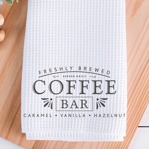 Coffee Bar Tea Towel 16&quot;x24&quot;. Kitchen Towel, Coffee Kitchen Towel, Dish Towel, Waffle Weave Towel, Farmhouse Kitchen, Tea, Coffe Bar Decor