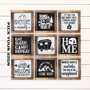Camper Trailer 6x6 Tiered Tray Sign, Tiered Tray Decor, Camping Sign, Camper Decor, Sign for Trailer, Trailer Mini Sign, Farmhouse Camper