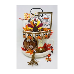 Fall Funny Turkey Thanksgiving Tiered Tray Decor, Turkey Garland, Turkey Tier Tray Mini Sign, Thanksgiving Decor, Gobble Till You Wobble