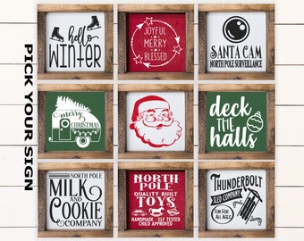 Christmas Mini 6"x6" Sign for Tiered Trays. Tiered Tray Decor, Coffee Bar Sign, Christmas Decor, Santa Cam Sign, Christmas Mini Sign,