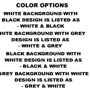 Puede incluir: Gr&aacute;fico de texto que muestra opciones de color para un producto. Las opciones incluyen fondo blanco con dise&ntilde;o negro, fondo blanco con dise&ntilde;o gris, fondo negro con dise&ntilde;o blanco y fondo gris con dise&ntilde;o blanco.
