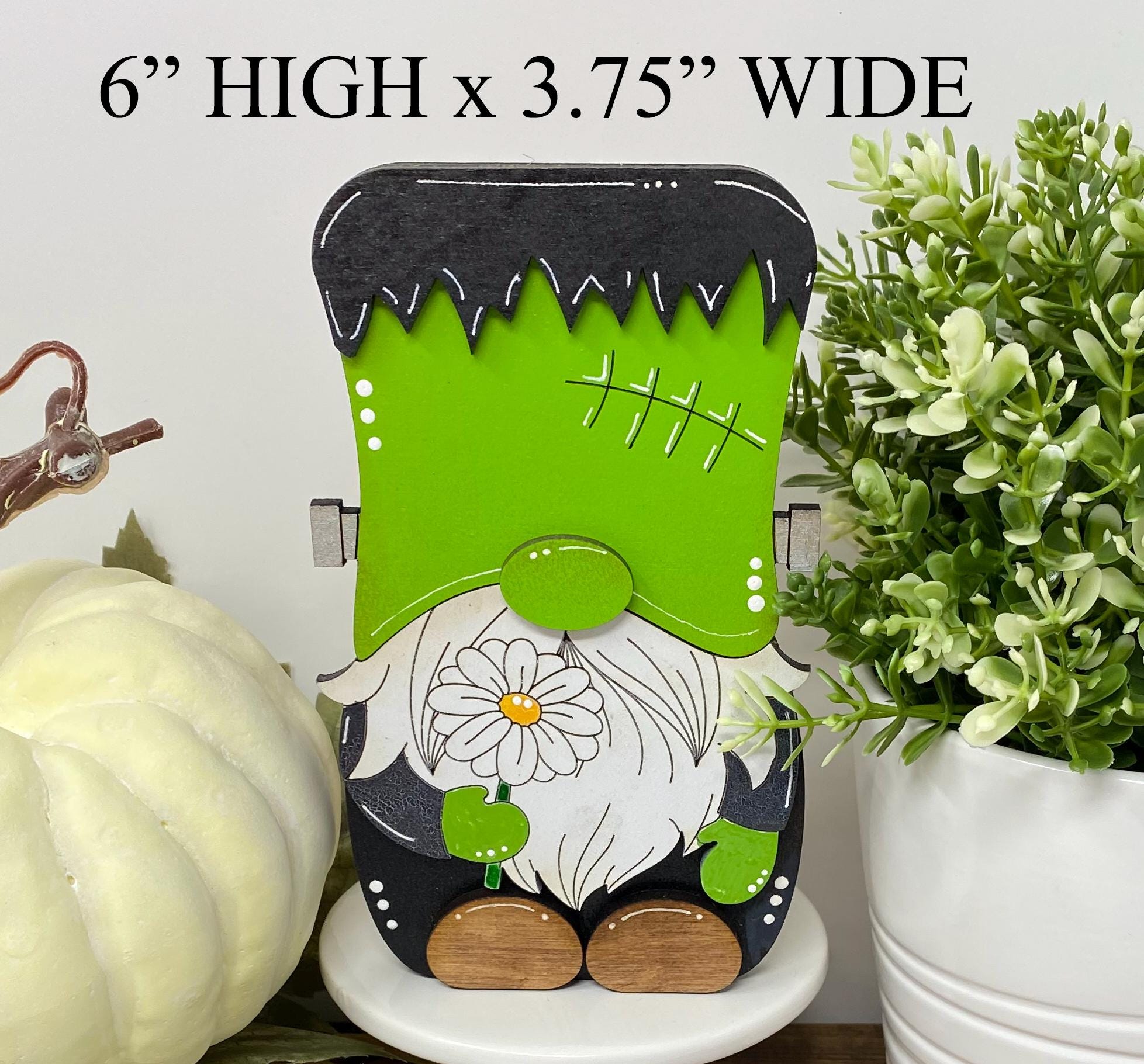 Halloween Frankenstein Gnome Chunky Wooden Decorative Shelf Sitter