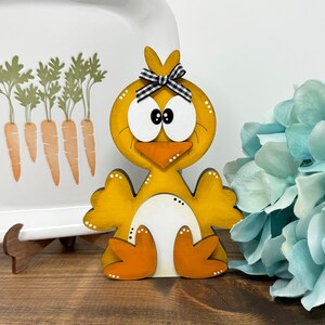Easter Baby Chick Chunky Wood Shelf Sitter Tier Tray Decor, Woodland Animal, Spring Tier Tray, Easter Decor, Spring Chick, Chick with Egg