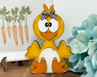Easter Baby Chick Chunky Wooden Decorative Shelf Sitter 6"x4.25".