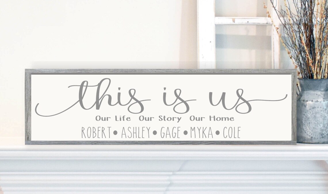 PERSONALIZED This is Us Farmhouse Painted Framed Wood Sign 36"x9.5 ...