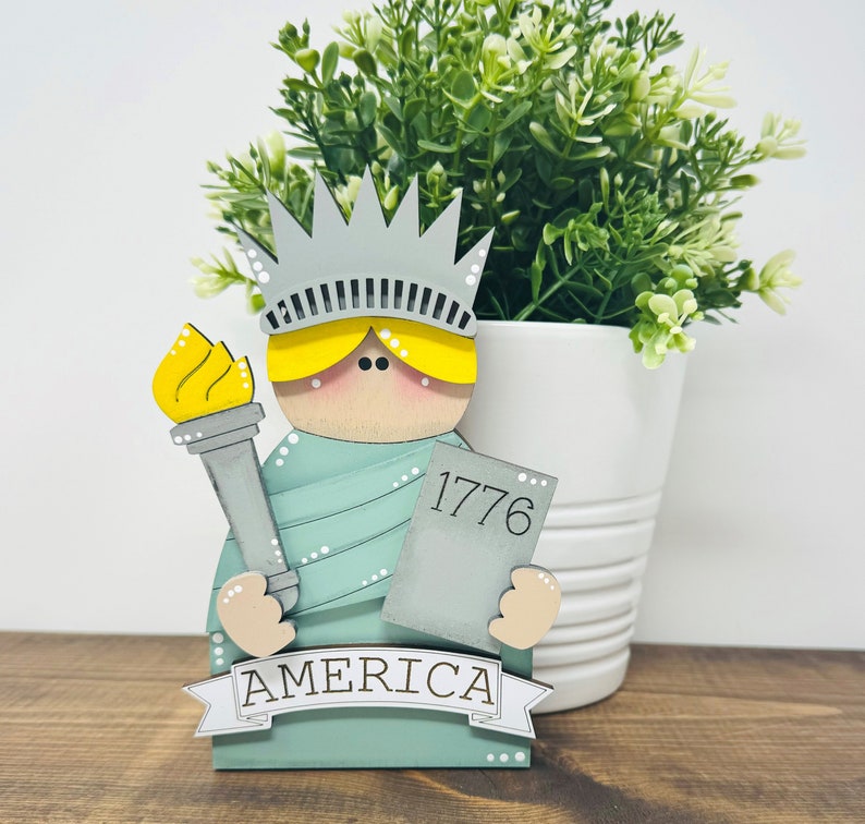 July Lady 4th of July Lady Liberty, Liberty Bell, Patriotic Eagle Hand Painted ...